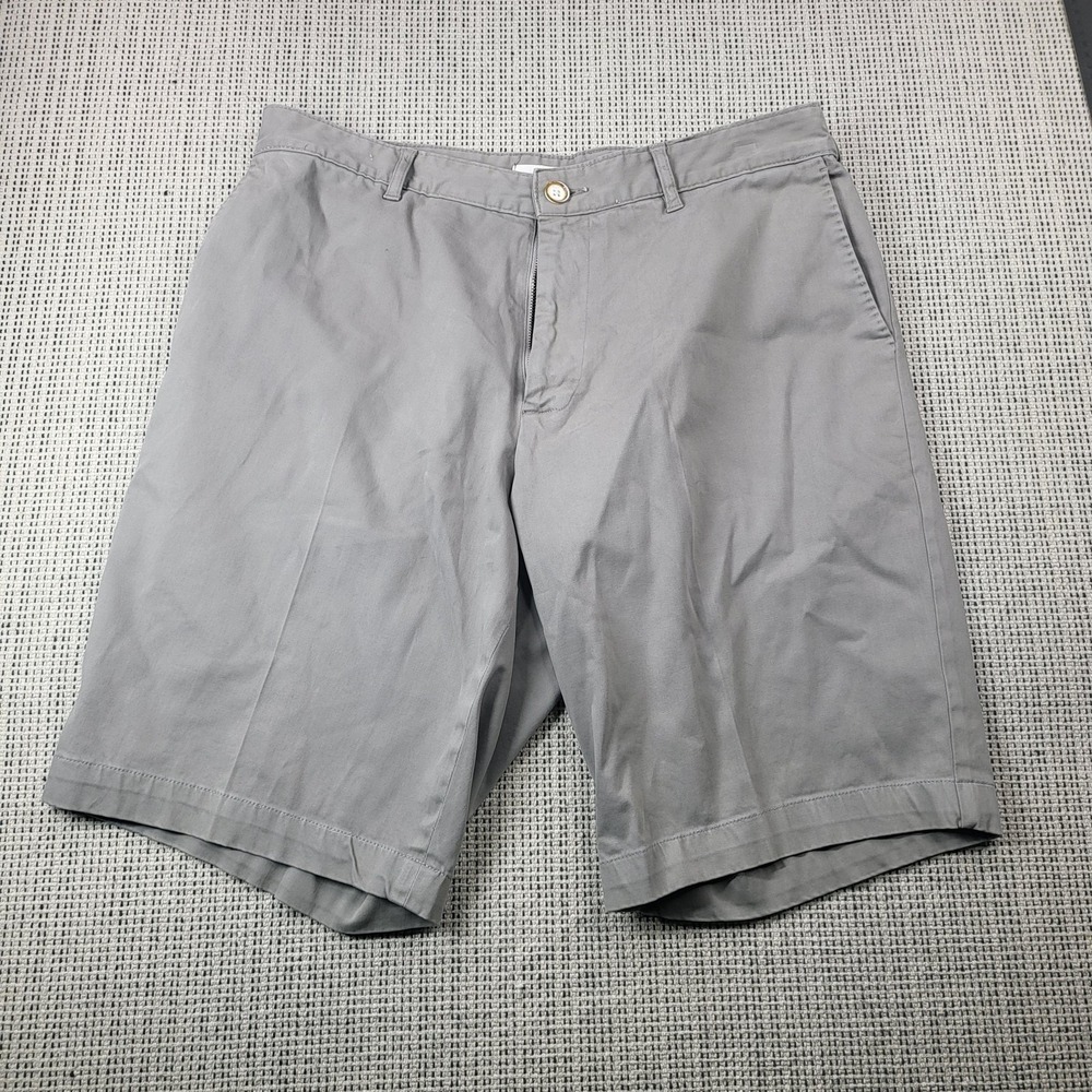 Robert Graham Shorts Mens 34 Gray Chino Canvas Classic Fit 10 Inseam Casual